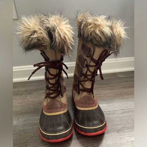 Sorel Joan Of Arctic Boots Eskimo Waterproof Boots Tall Thick Warm Brown Pink 8 - Picture 2 of 14